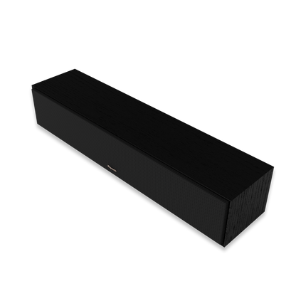 Klipsch R-30C center speaker showing quad 3.5-inch woofers and horn tweeter