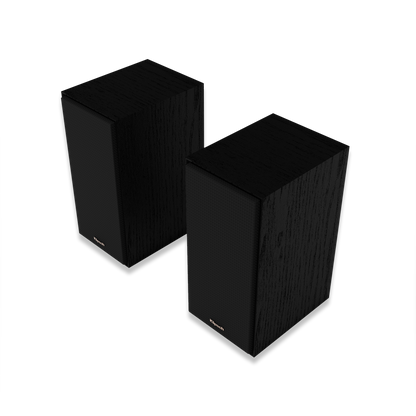 Klipsch R-40M bookshelf speaker angled view showing horn tweeter and 4-inch woofer