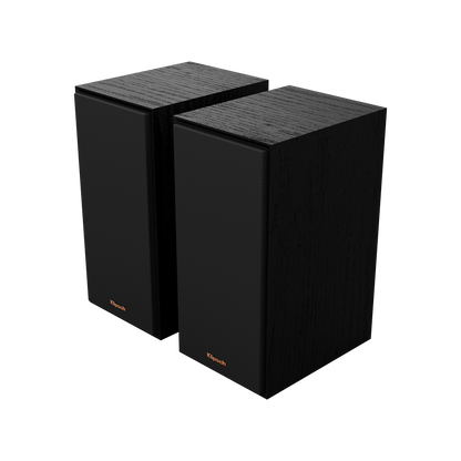 Klipsch R-40PM powered speakers in Black, pair with magnetic grilles on