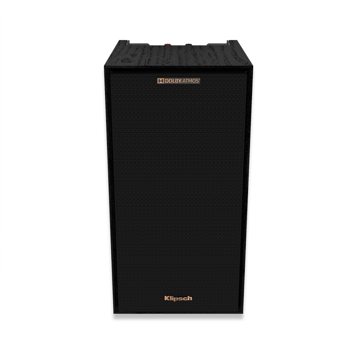Rear view of Klipsch R-40SA showing binding posts and wire management