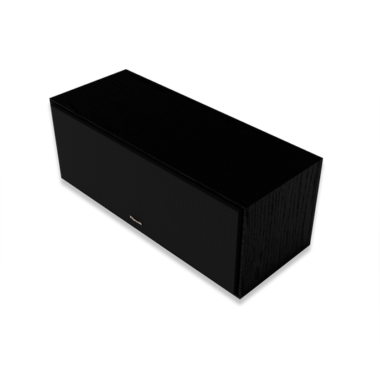 Klipsch R-50C center channel speaker in black textured wood grain, front view
