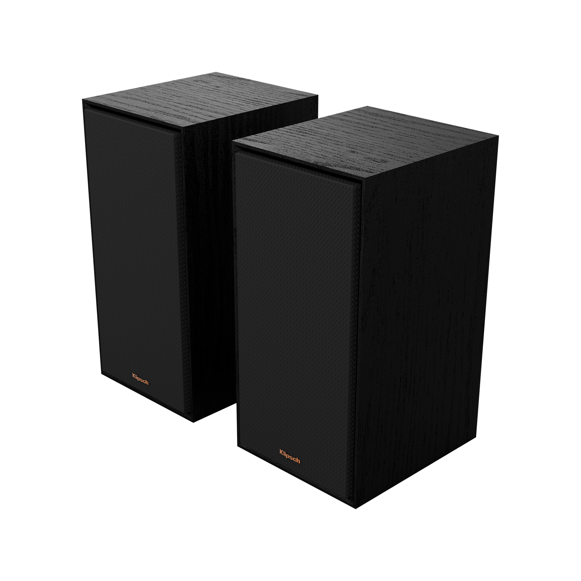 Klipsch R-50PM powered speakers in Black, pair with magnetic grilles on