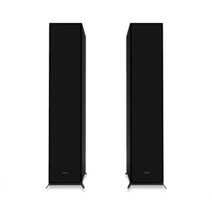 Klipsch R-605FA speaker with magnetic grille attached, black finish