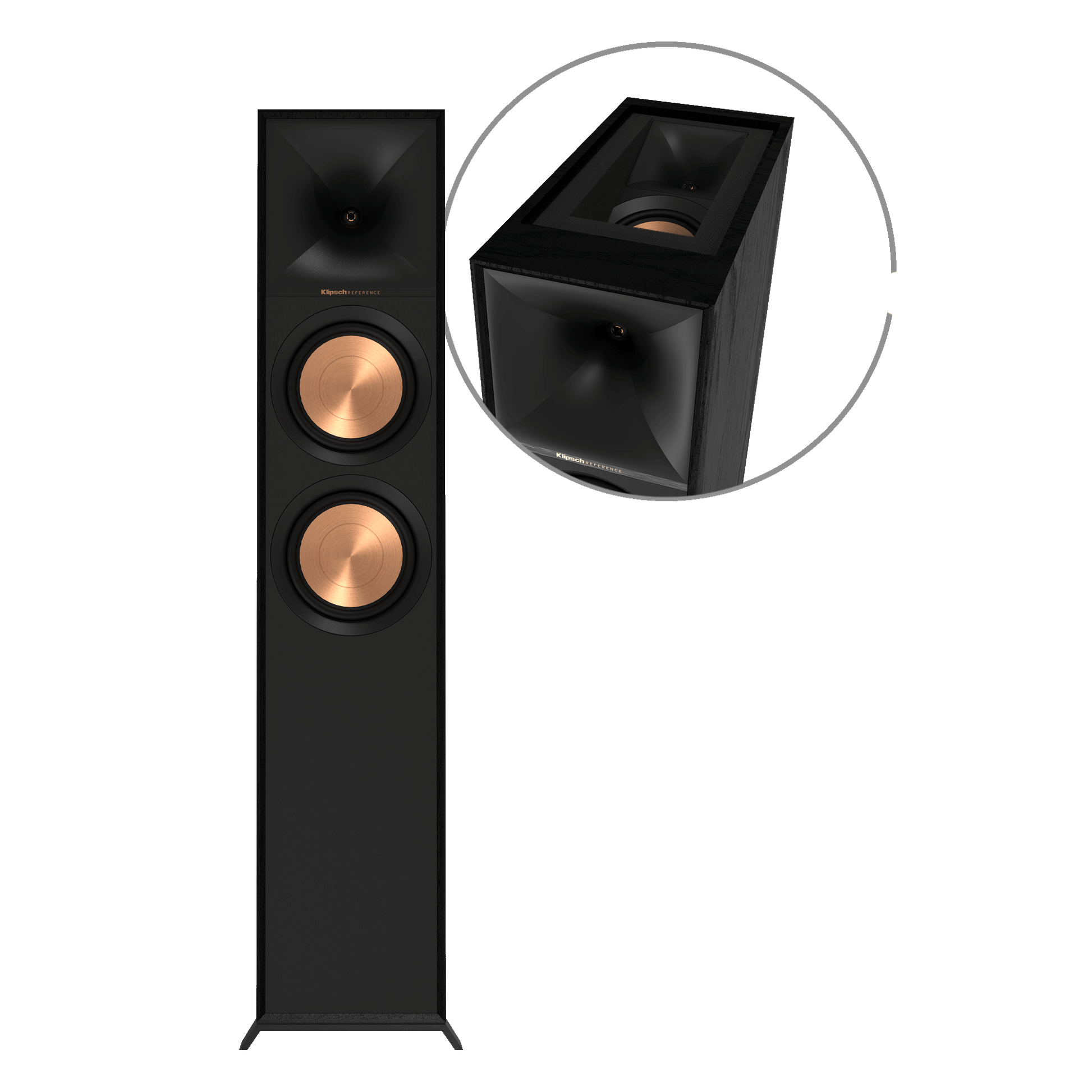 Klipsch R-605FA Dolby Atmos floorstanding speaker showing front and top-firing height module
