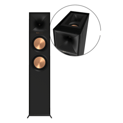 Klipsch R-605FA Dolby Atmos floorstanding speaker showing front and top-firing height module