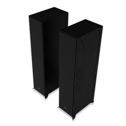 Klipsch R-800F floorstanding speaker angled view in black finish