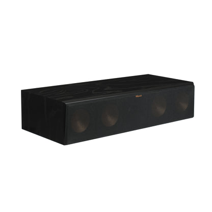 Klipsch RC-64 III in Black Ash with grille attached, angled view
