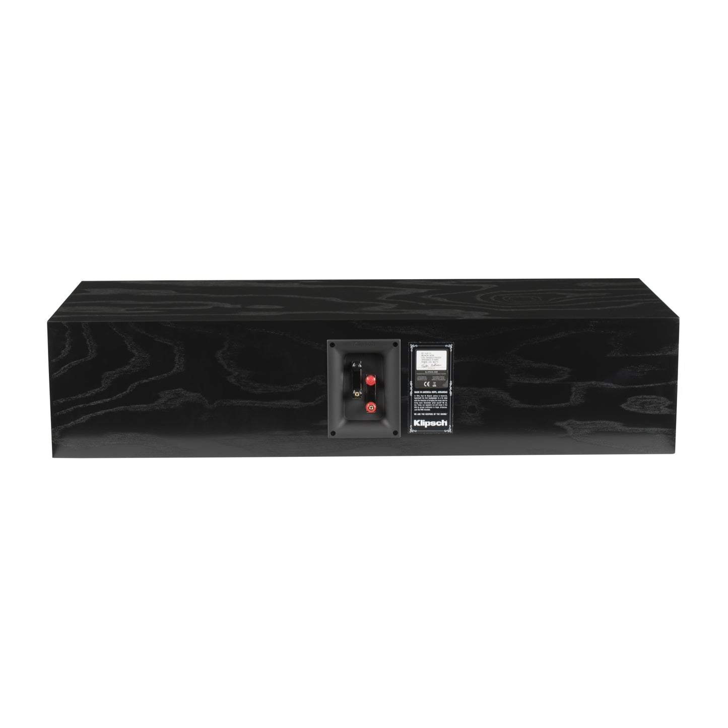 Rear panel of Klipsch RC-64 III in Black Ash with dual binding posts