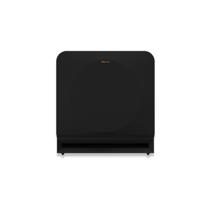 Klipsch RP-1000SW ebony subwoofer front view, grille on