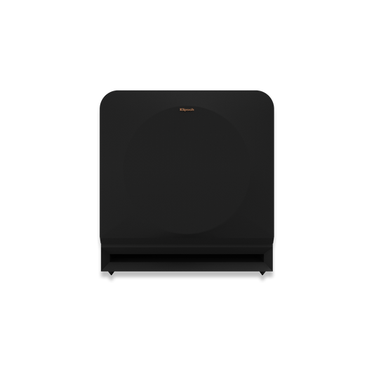 Klipsch RP-1000SW ebony subwoofer front view, grille on