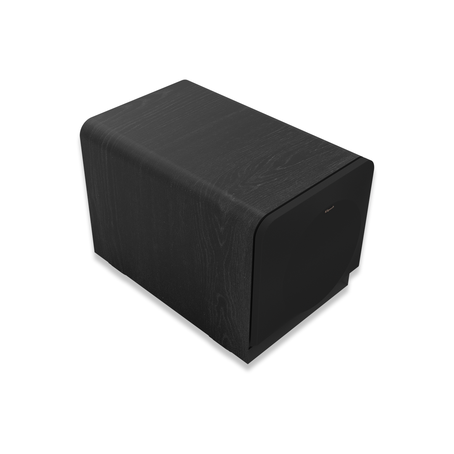 Klipsch RP-1000SW subwoofer with grille removed showing 10-inch Cerametallic woofer