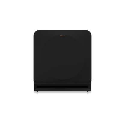 Klipsch RP-1200SW ebony subwoofer front view, grille on