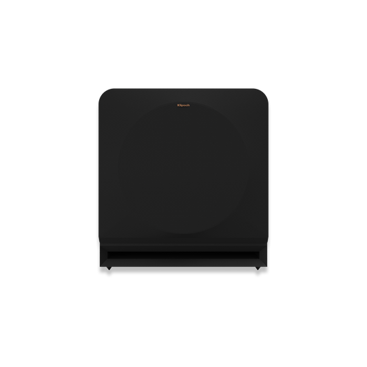 Klipsch RP-1200SW ebony subwoofer front view, grille on