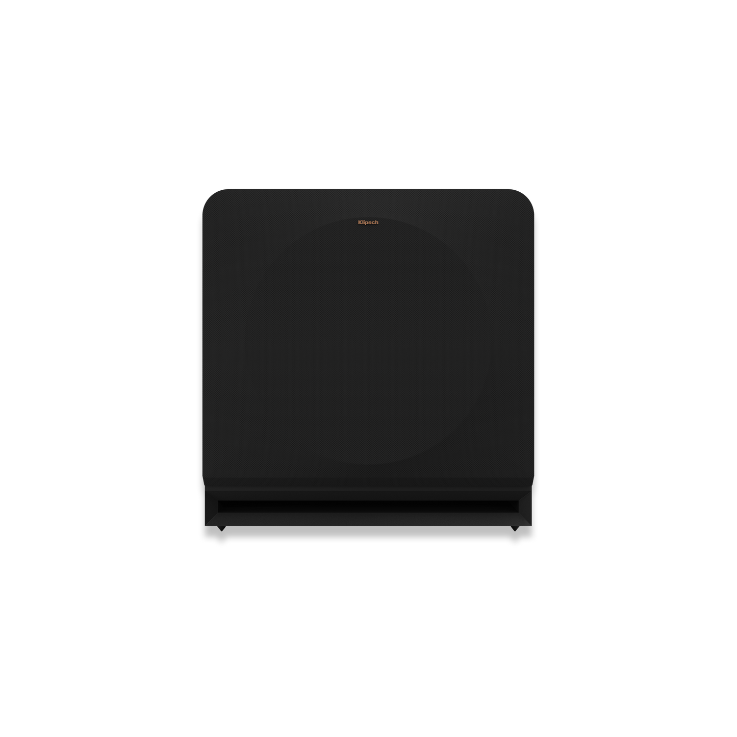 Klipsch RP-1400SW ebony subwoofer front view, grille on