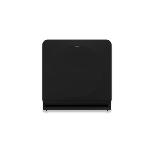 Klipsch RP-1400SW ebony subwoofer front view, grille on