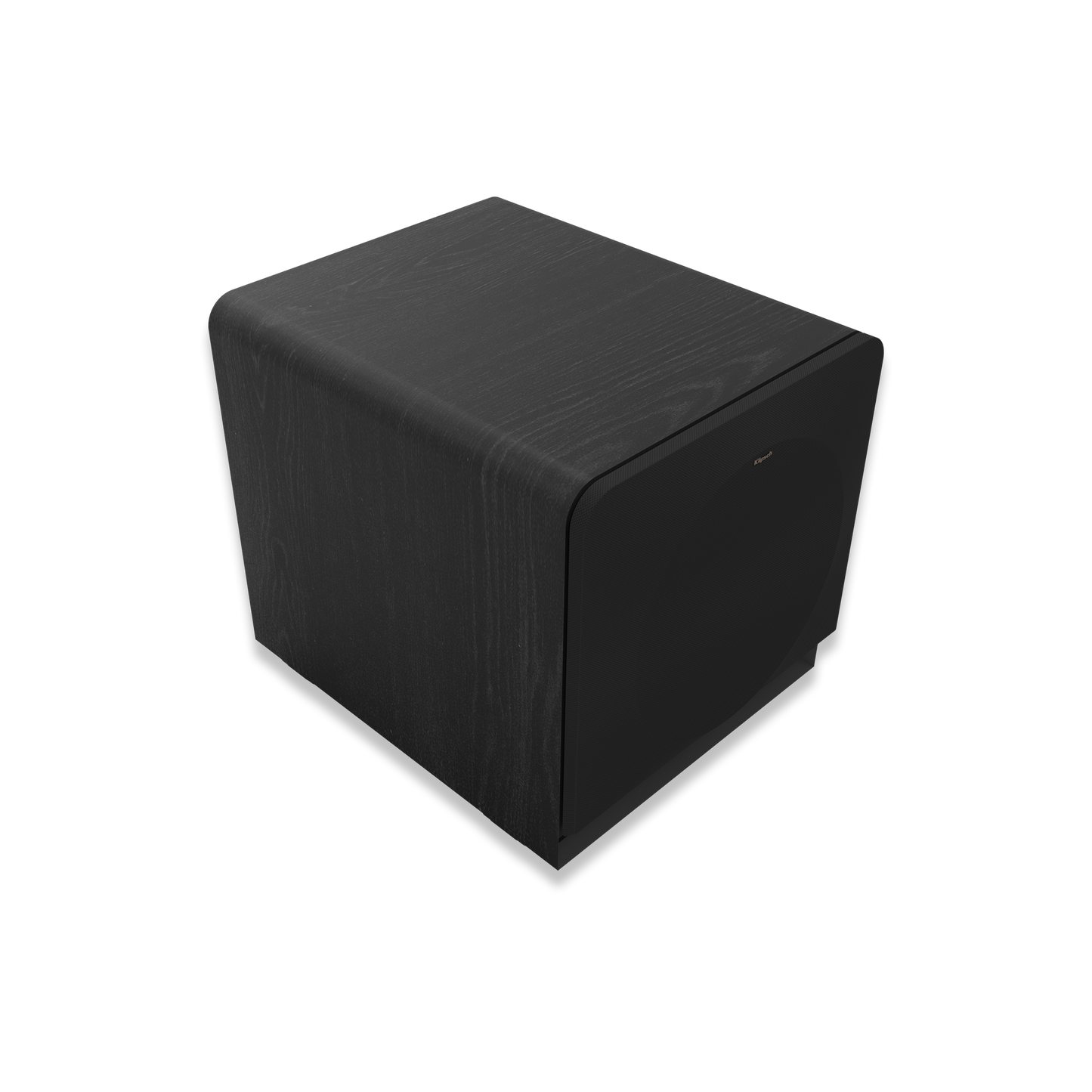 Klipsch RP-1400SW subwoofer with grille removed showing 14-inch Cerametallic woofer