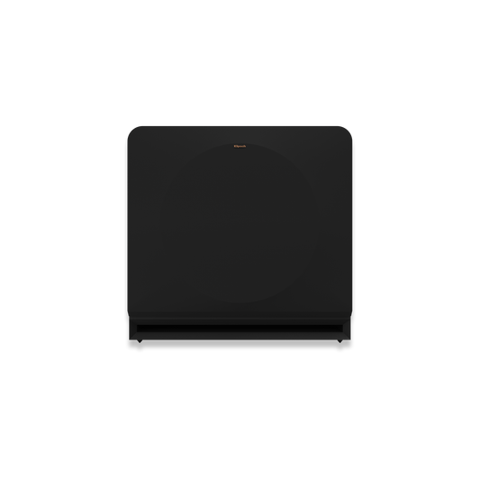 Klipsch RP-1600SW ebony subwoofer front view, grille on