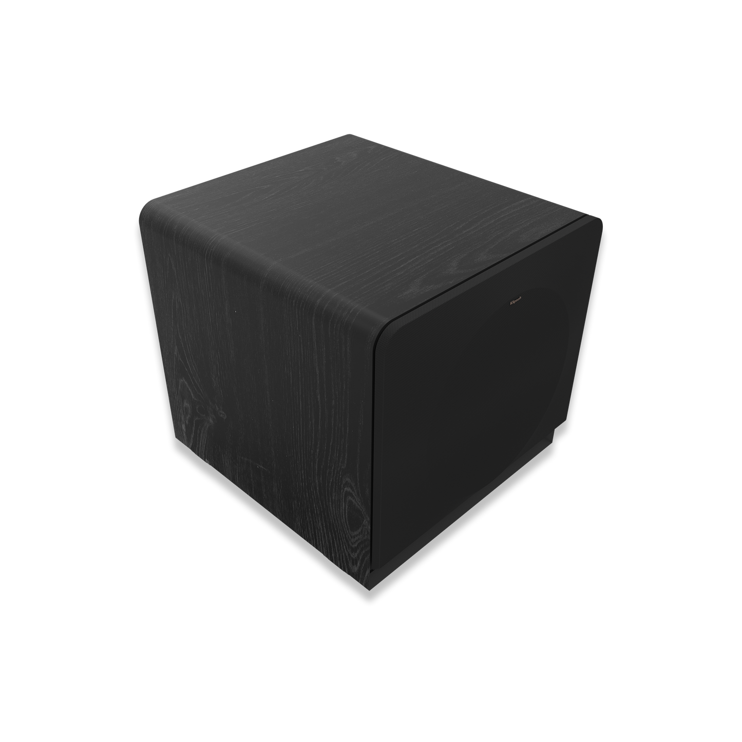 Klipsch RP-1600SW subwoofer with grille removed showing 16-inch Cerametallic woofer