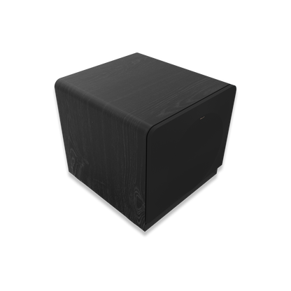 Klipsch RP-1600SW subwoofer with grille removed showing 16-inch Cerametallic woofer