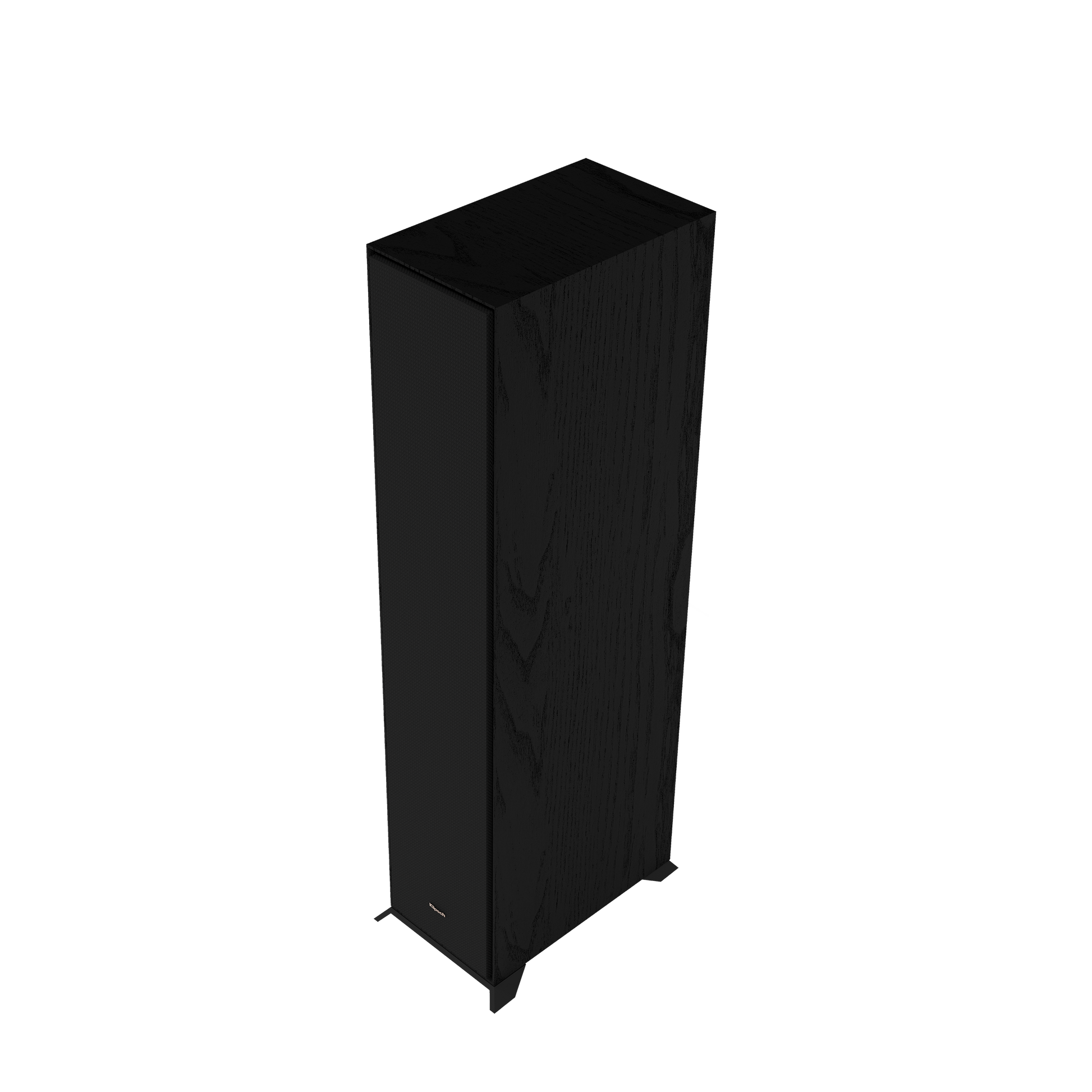 Klipsch R-600F tower speaker in black with magnetic grille attached