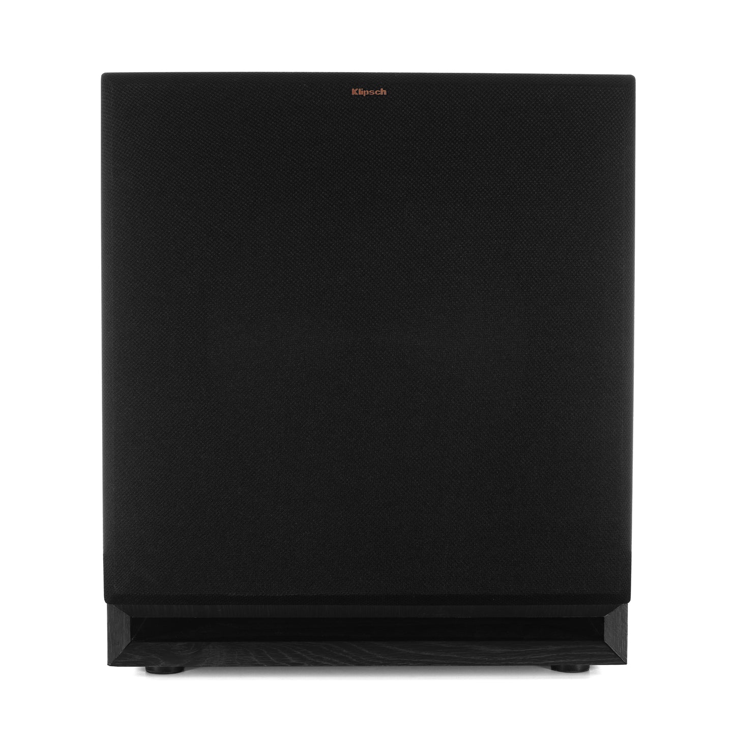Klipsch SPL-150 ebony subwoofer front view with grille on