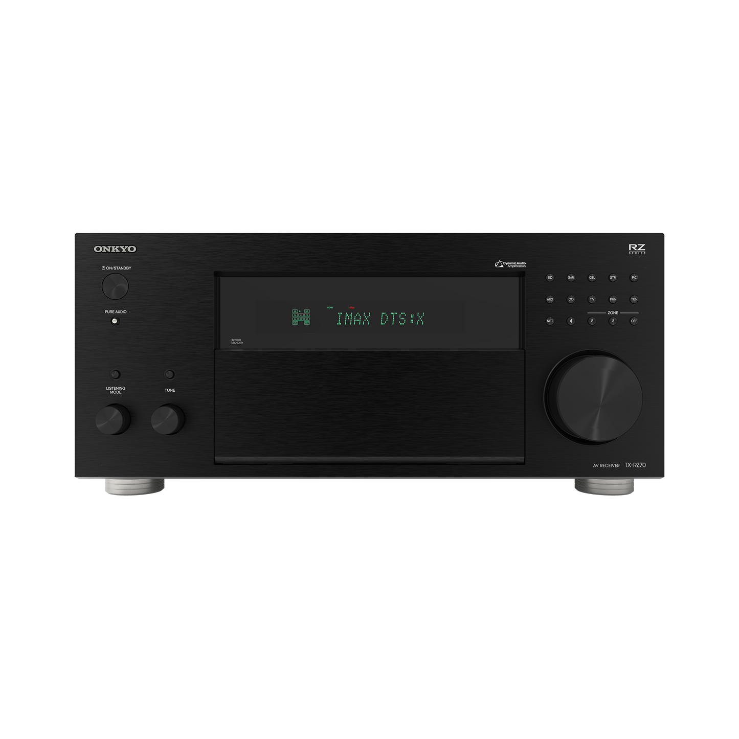 Onkyo TX-RZ70 AV receiver in black, front panel view