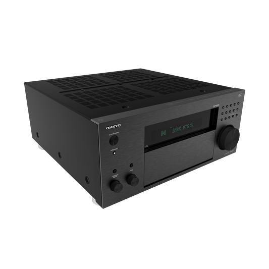 Onkyo TX-RZ70 AV receiver in black, front hero view