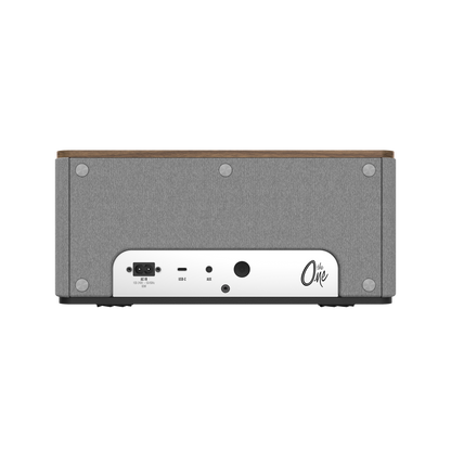 Klipsch The One Plus in Walnut, rear panel with Bluetooth and USB-C connections