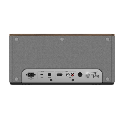 Klipsch The Three Plus in Walnut, rear panel with phono, USB-C and optical inputs