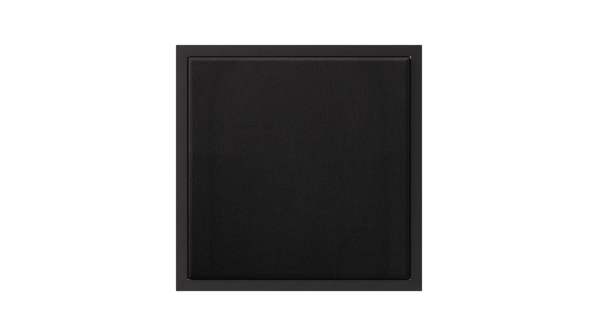 Sonus faber Arena 1 3-way in-wall speaker in black, featuring the optional grille for component protection.