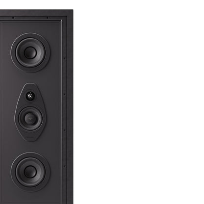 Close-up of the Sonus faber Arena 2 3-way in-wall speaker without the grille, emphasizing its detailed Italian design.