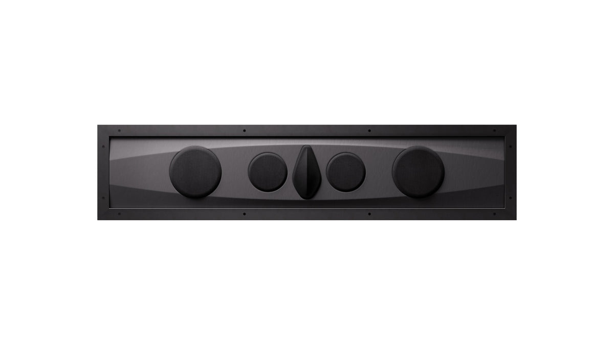 Sonus faber Arena 30H 4-way in-wall speaker in black, featuring the optional grille for component protection.