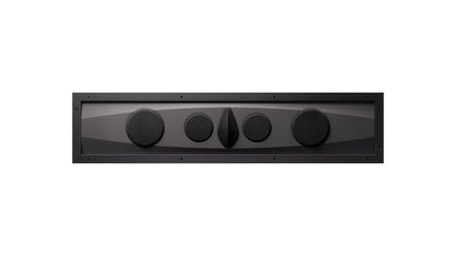 Sonus faber Arena 30H 4-way in-wall speaker in black, featuring the optional grille for component protection.