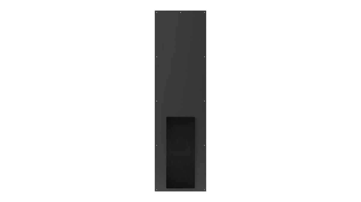 Sonus faber Arena S10 3-way in-wall modular balanced subwoofer in black, featuring the optional grille for component protection.