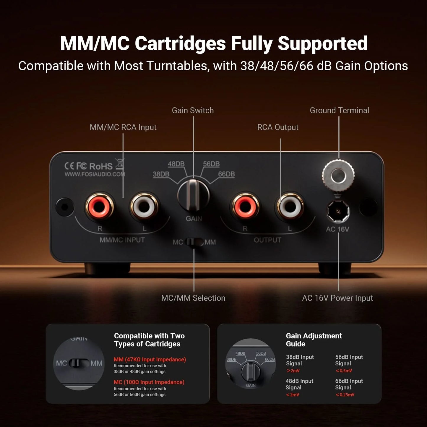 Fosi Audio BOX X5 - Phono Preamp for Turntable