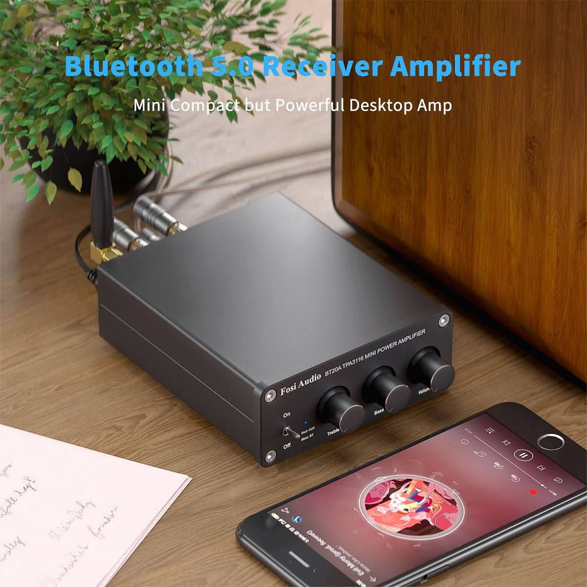 Fosi Audio BT20A Pro - 300W x2 2.0 Channel Bluetooth 5.0 Amplifier