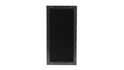 Sonus faber Arena S15 in-wall subwoofer, sleek black design, optional protective grille for component safety without audio compromise.