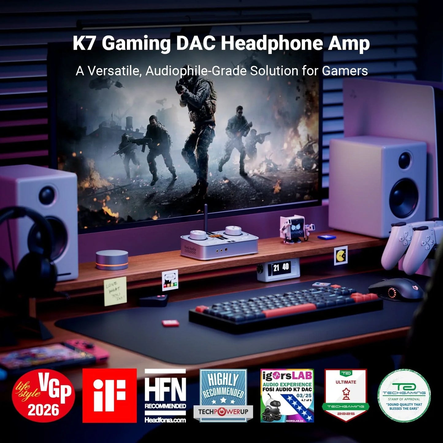 Fosi Audio K7 - Gaming DAC Headphone Amplifier