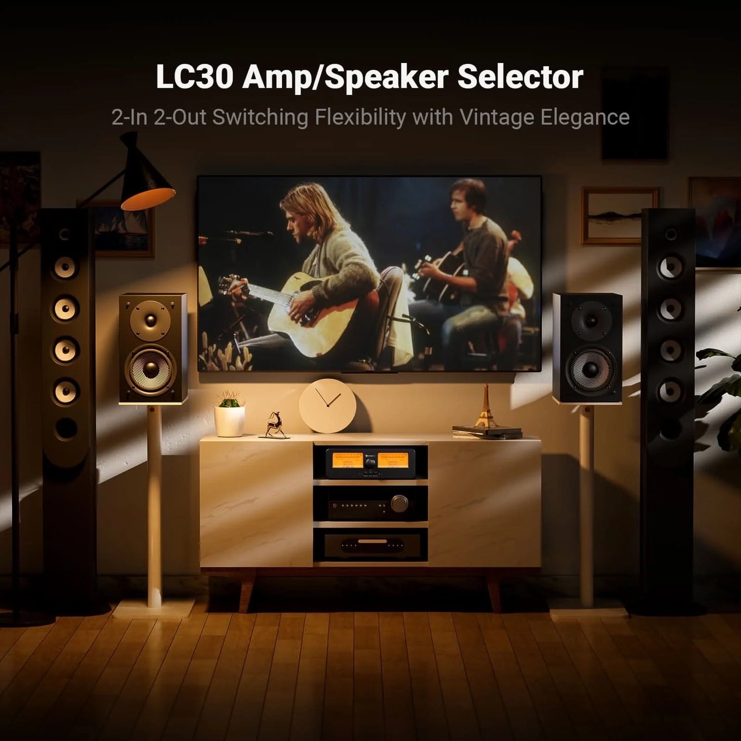 Fosi Audio LC30 Black - VU Meter Amplifier Speaker Switcher