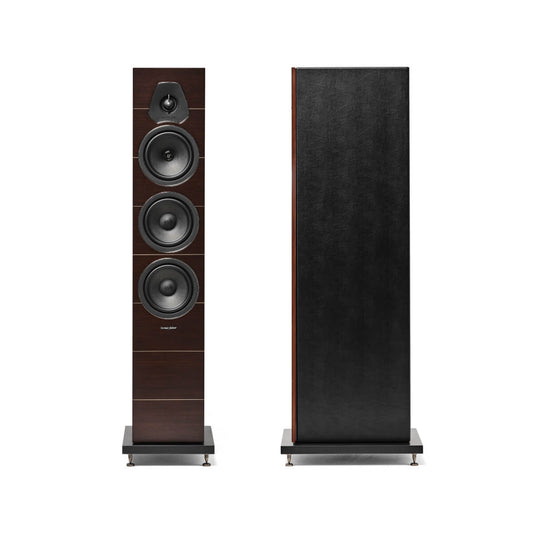 A front view of the Sonus faber Lumina III floorstanding speaker in black.