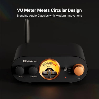 Fosi Audio MC101 - Bluetooth Stereo Amplifier with VU Meter 2CH HiFi Receiver