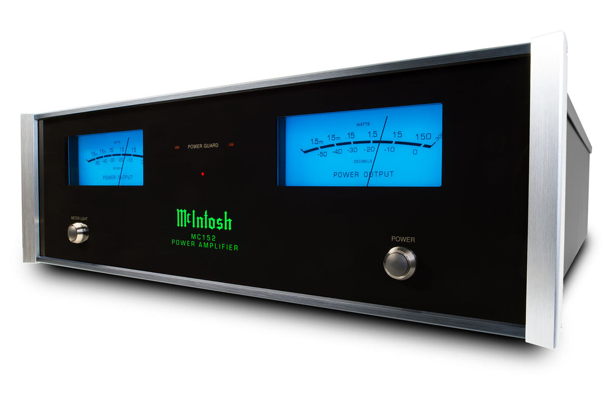McIntosh MC152 Stereo Power Amplifier, angled view
