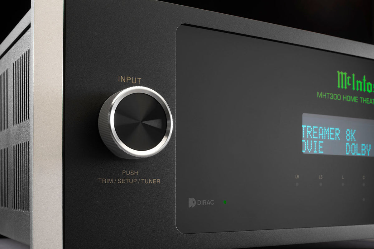 McIntosh MHT300 Home Theater Receiver, angled view