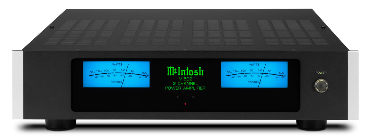 McIntosh MI502 Stereo Power Amplifier, front view