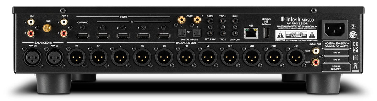 McIntosh MX200 A/V Processor, rear view