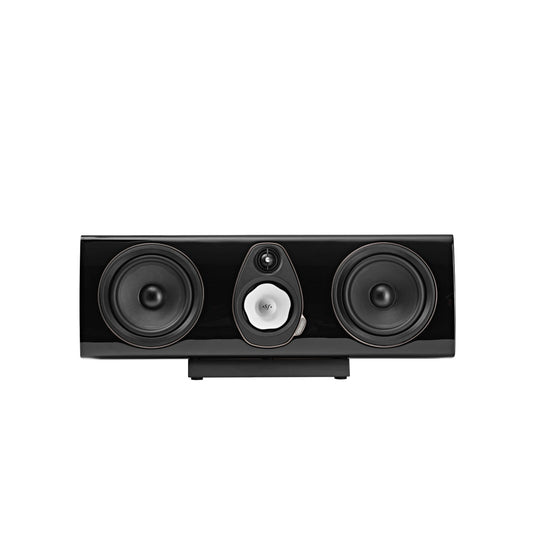 A front view of the Sonus faber Sonetto Center center channel speaker in black finish.