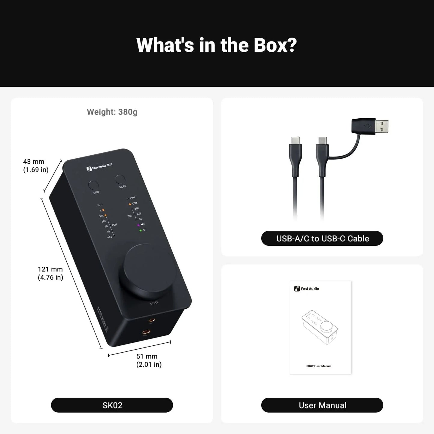 Fosi Audio SK02 - Desktop DAC with Headphone Amp
